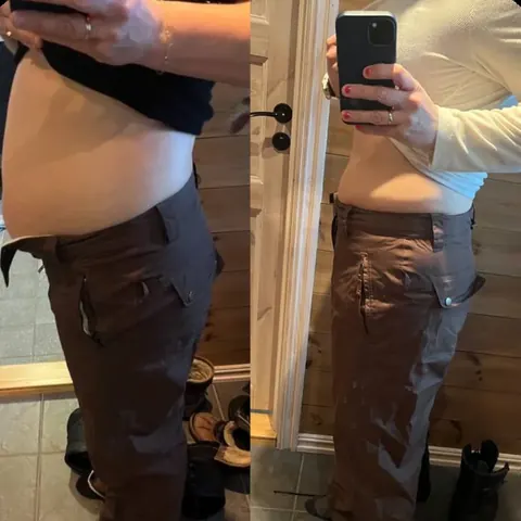 Før og etter: 5 kilo og 43 centimeter ned