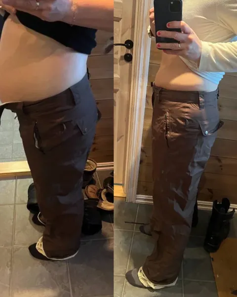 Før og etter: 5 kilo og 43 centimeter ned