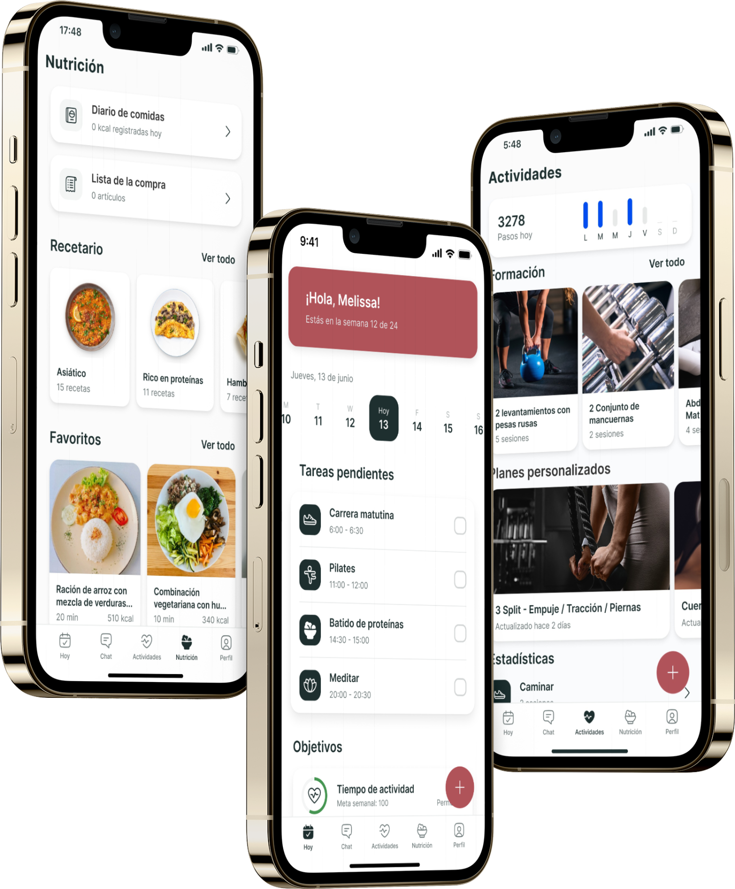 Un mockup de la app de coaching mostrando las funciones.