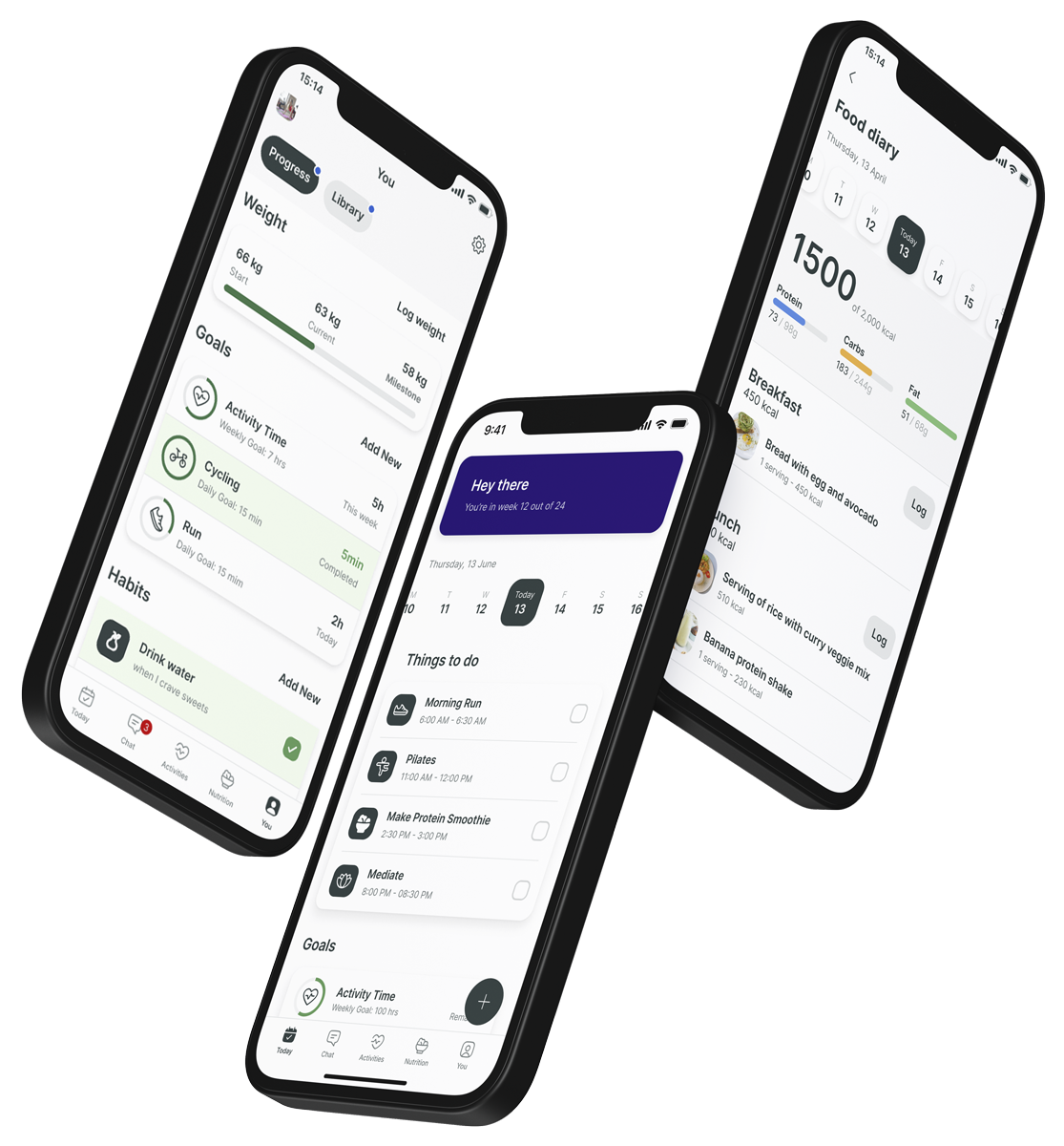 A mockup of the coaching app showcasing the features.
