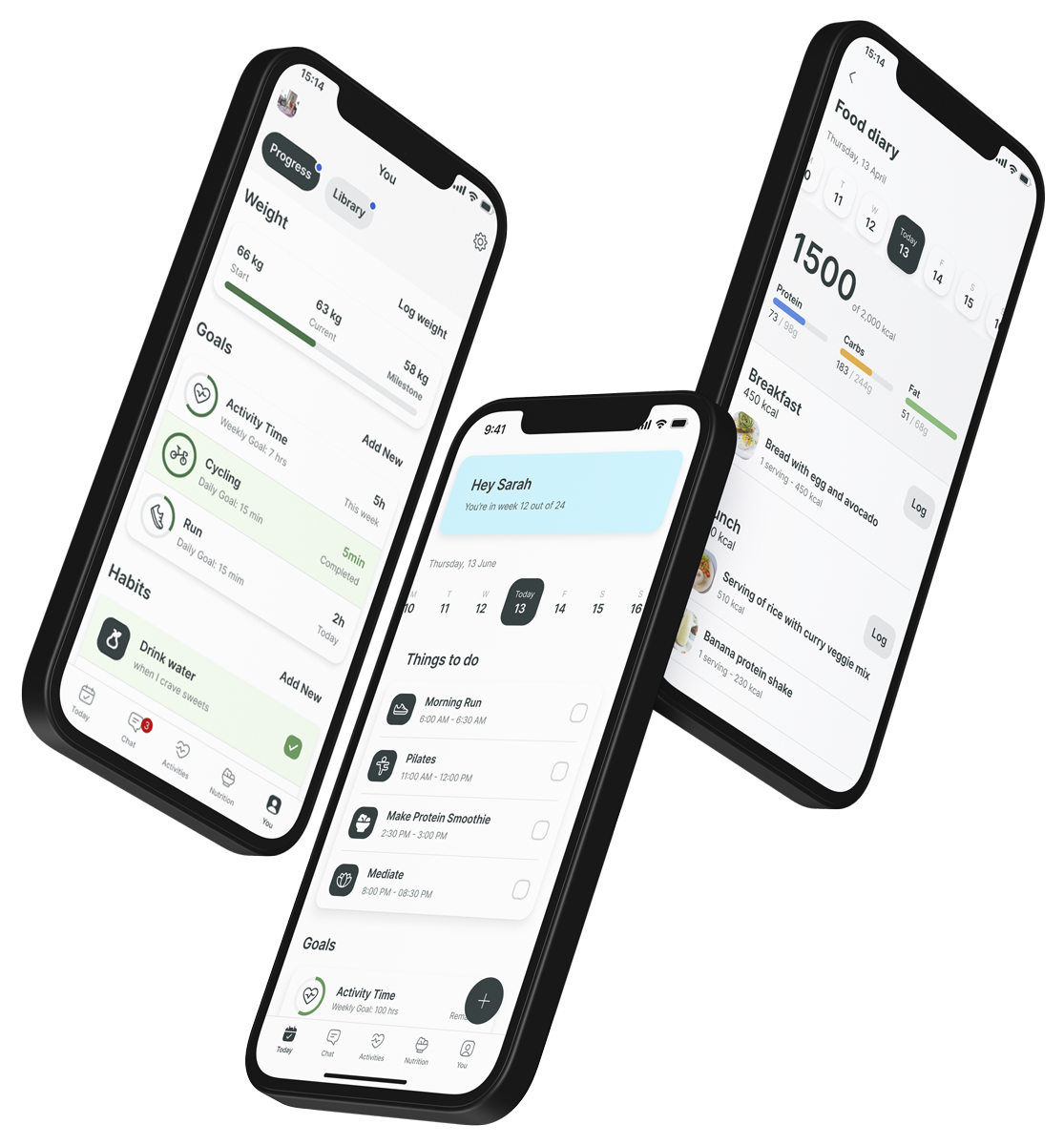 A mockup of the coaching app showcasing the features.