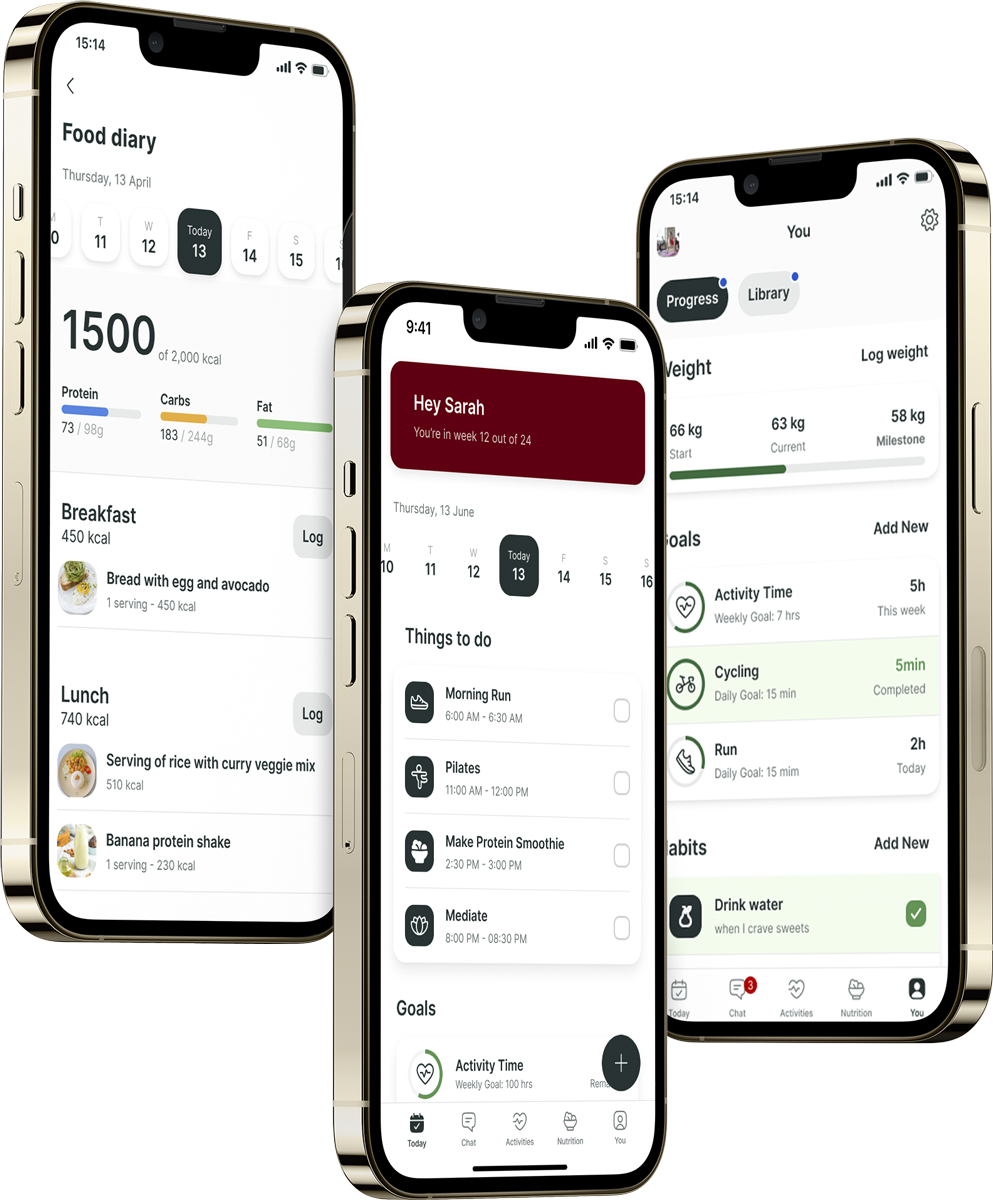A mockup of the coaching app showcasing the features.