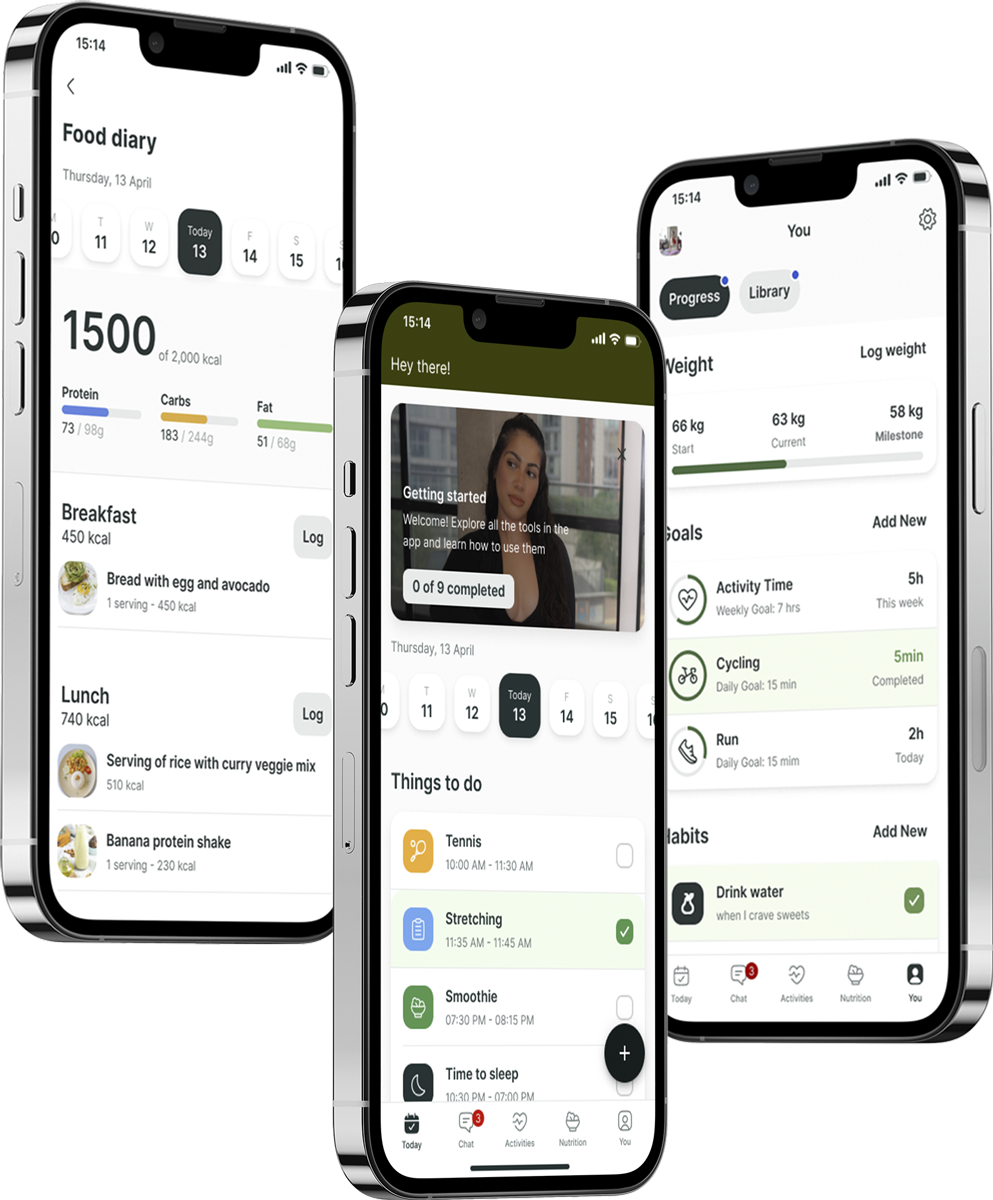 A mockup of the coaching app showcasing the features.