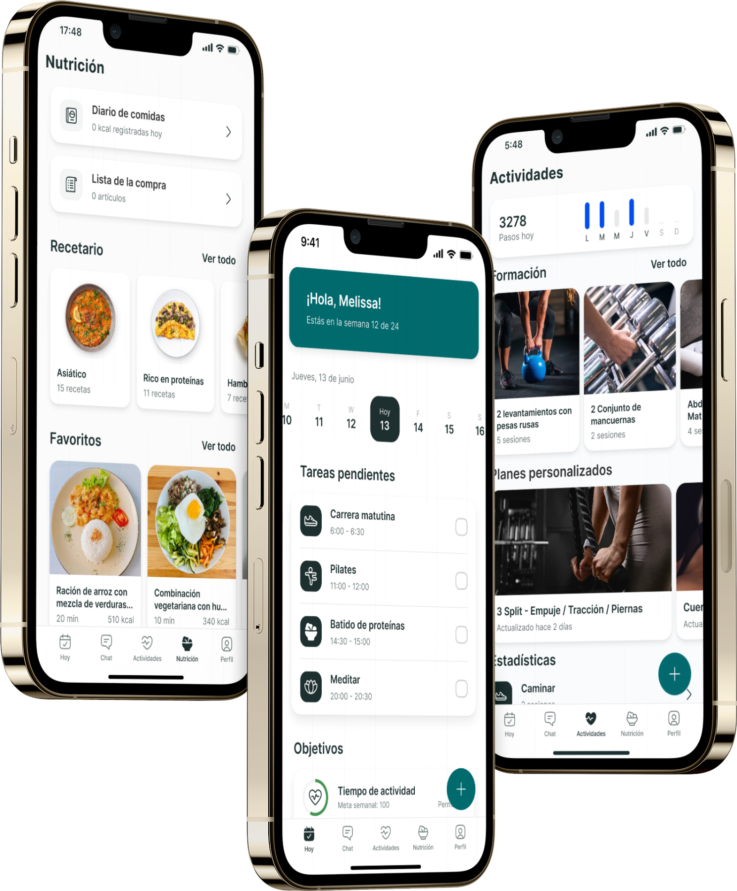 Un mockup de la app de coaching mostrando las funciones.