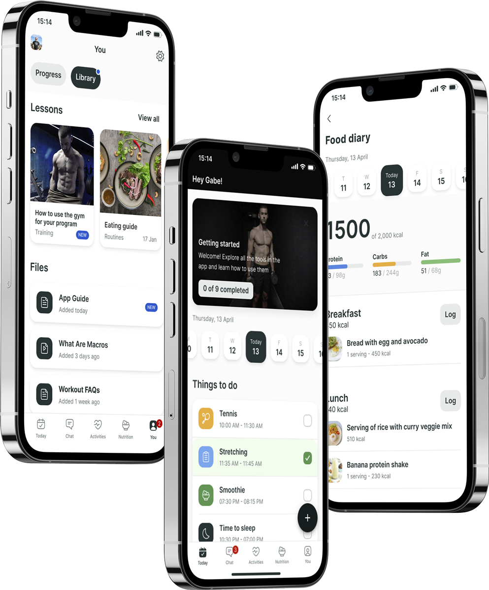 A mockup of the coaching app showcasing the features.