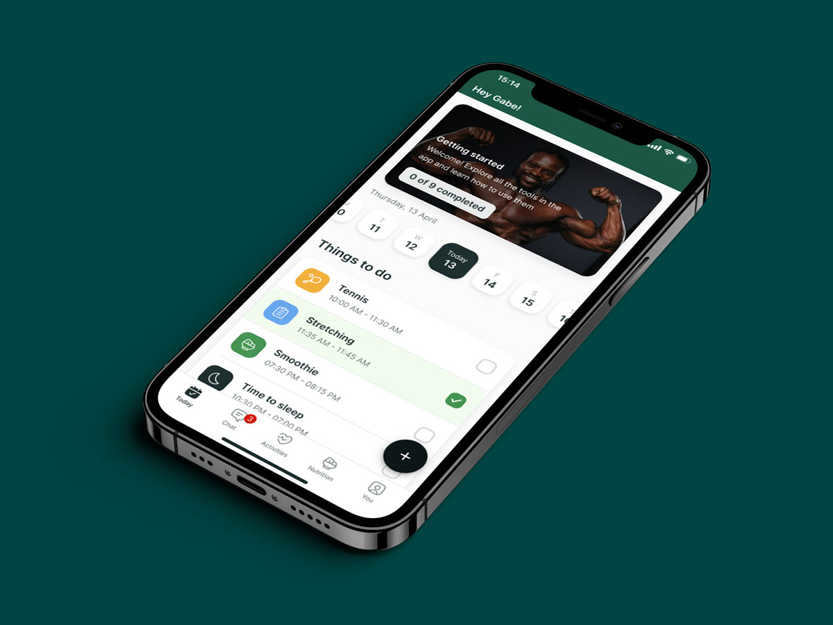 A mockup of the coaching app showcasing the features.