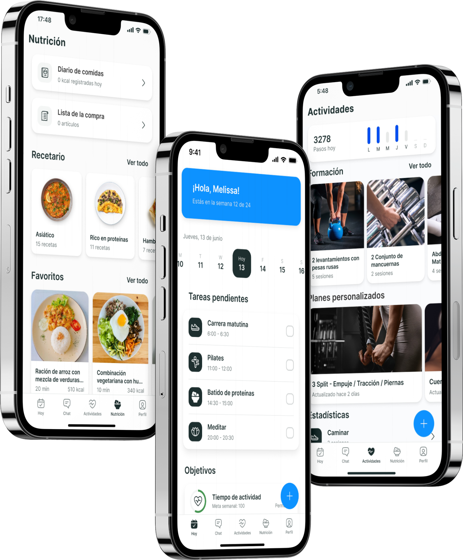 Un mockup de la app de coaching mostrando las funciones.