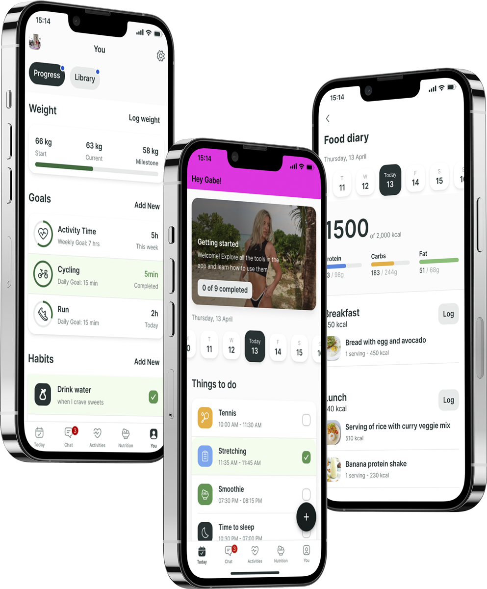 A mockup of the coaching app showcasing the features.