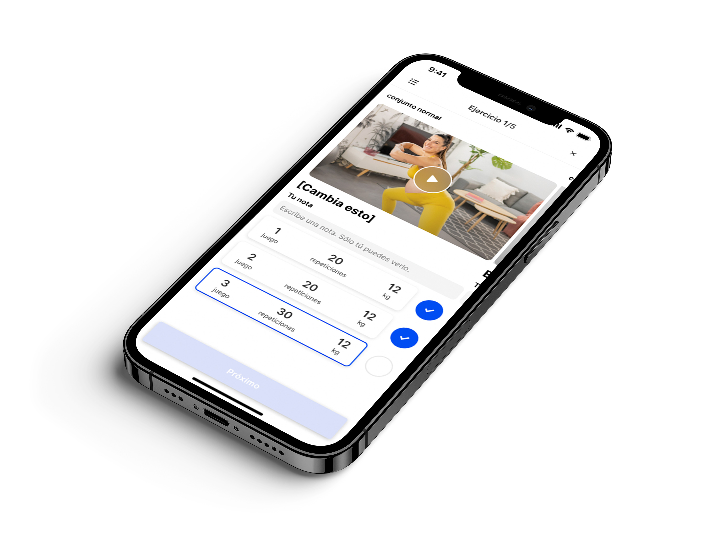 Un mockup de la app de coaching mostrando las funciones.