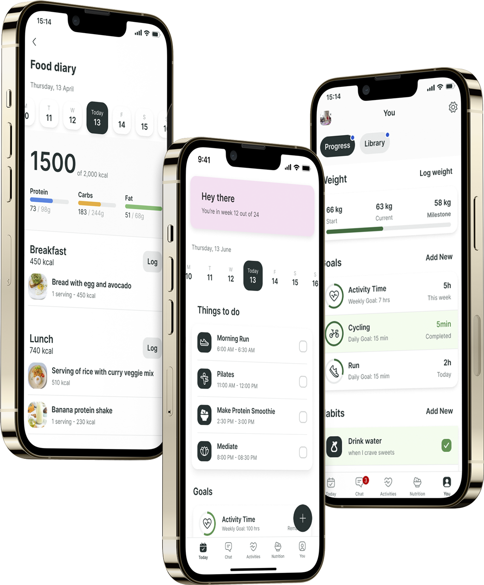 A mockup of the coaching app showcasing the features.