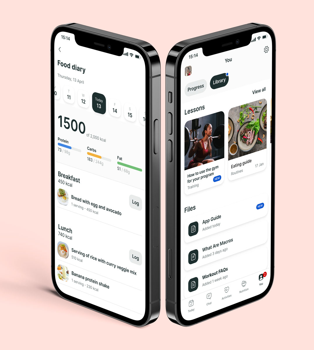 A mockup of the coaching app showcasing the features.