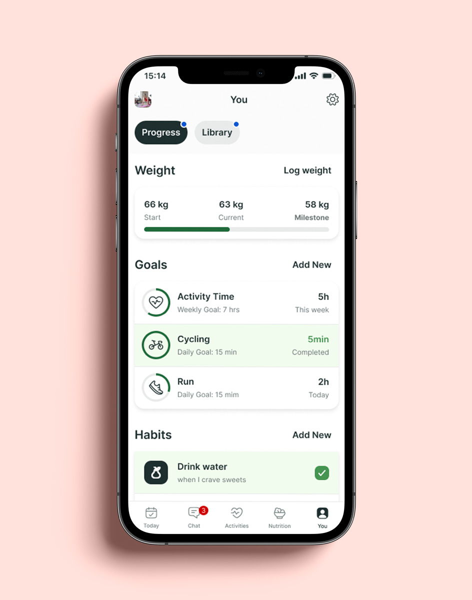A mockup of the coaching app showcasing the different features.