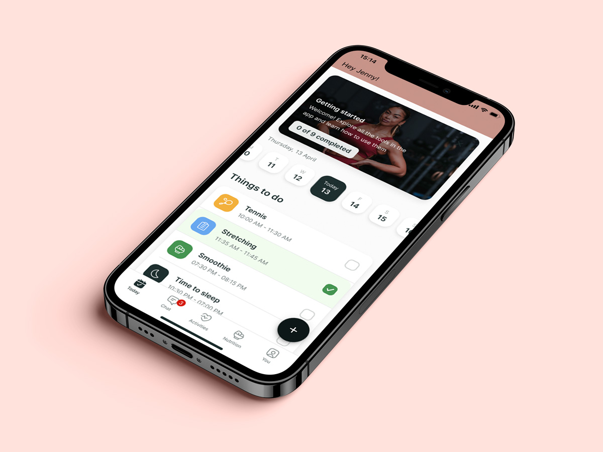 Another mockup of the coaching app showcasing more features.