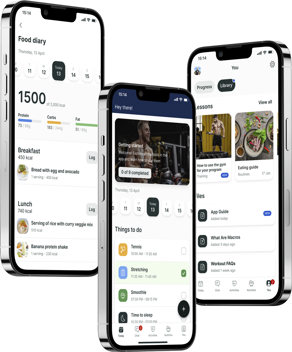 A mockup of the coaching app showcasing the features.