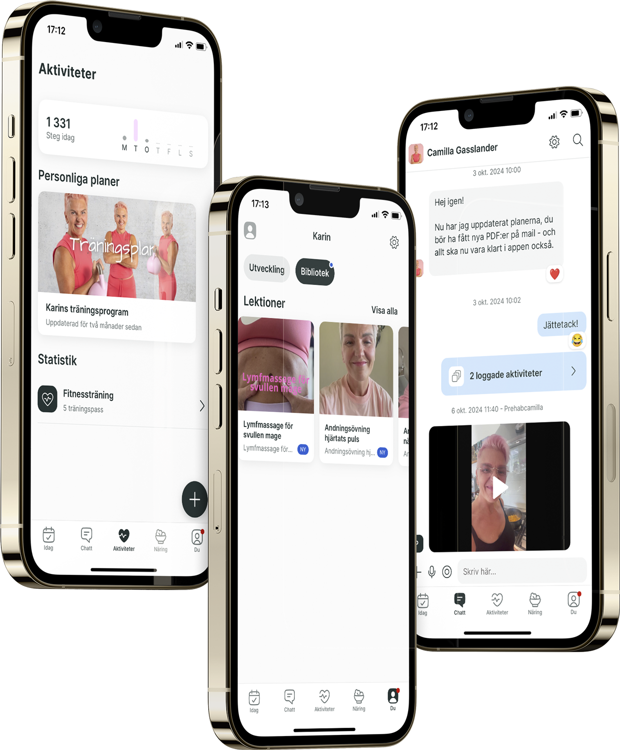 En mockup av coaching-appen som visar funktionerna.