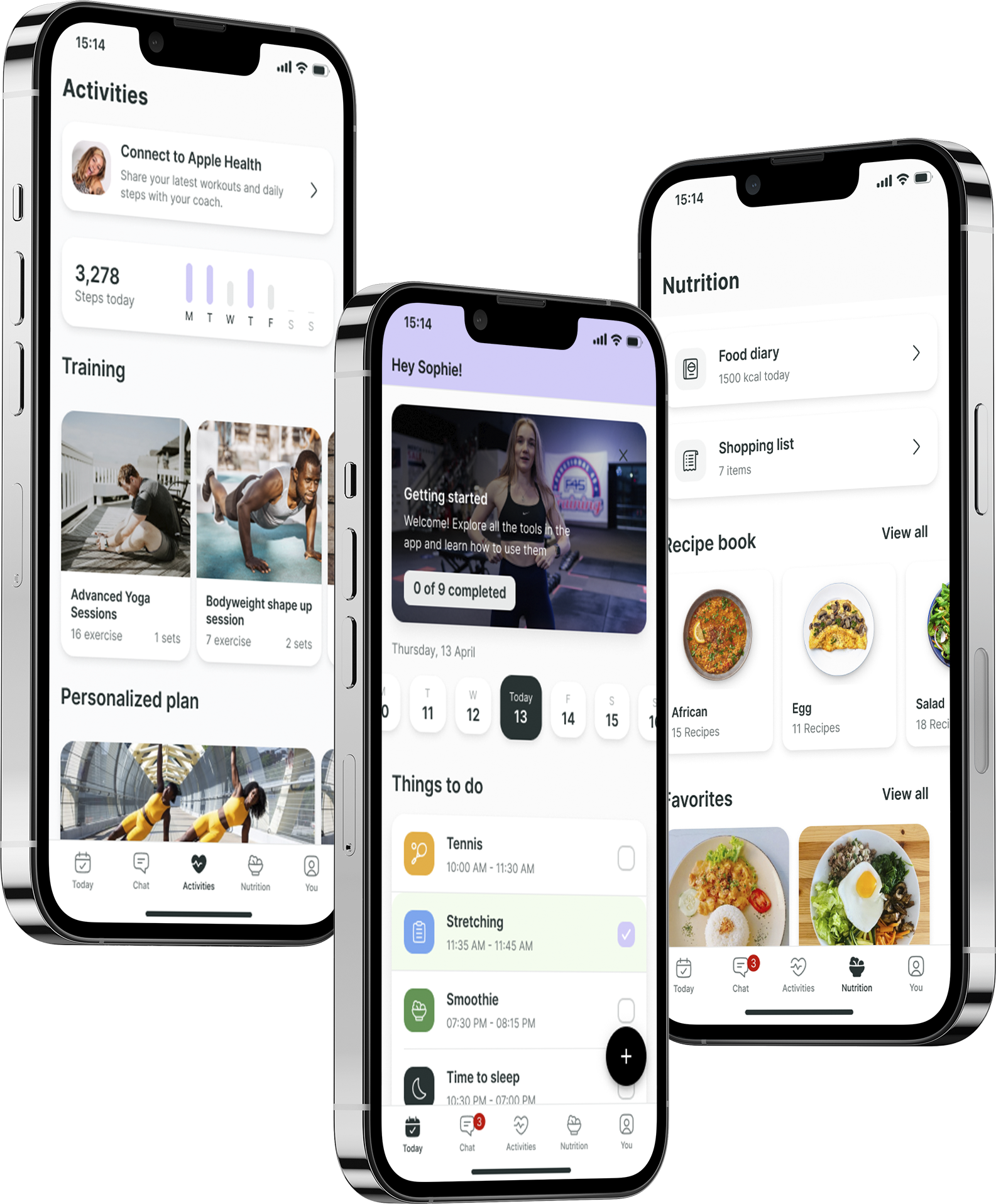 A mockup of the coaching app showcasing the features.