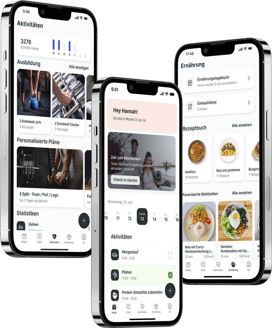 Ein Mockup der Coaching-App, das die Funktionen zeigt.
