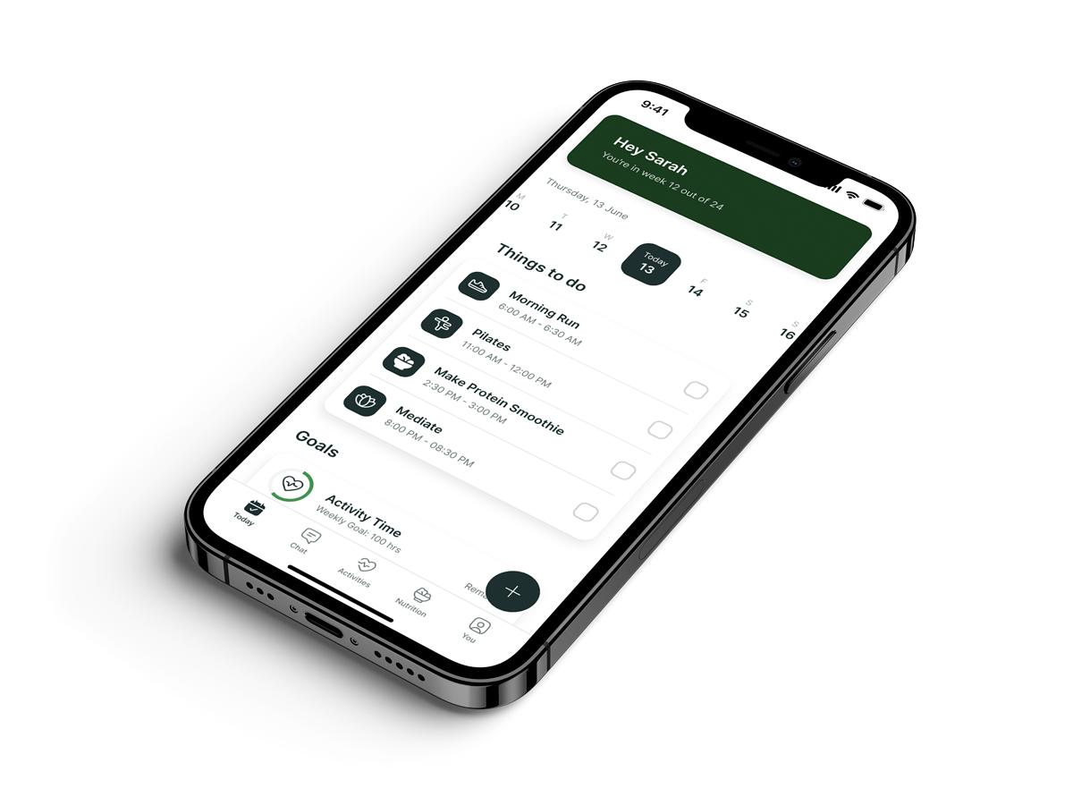 A mockup of the coaching app showcasing the features.