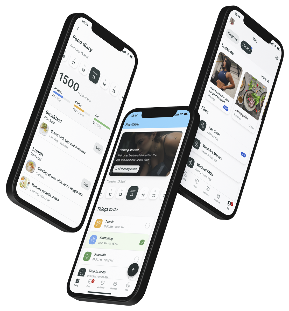 A mockup of the coaching app showcasing the features.
