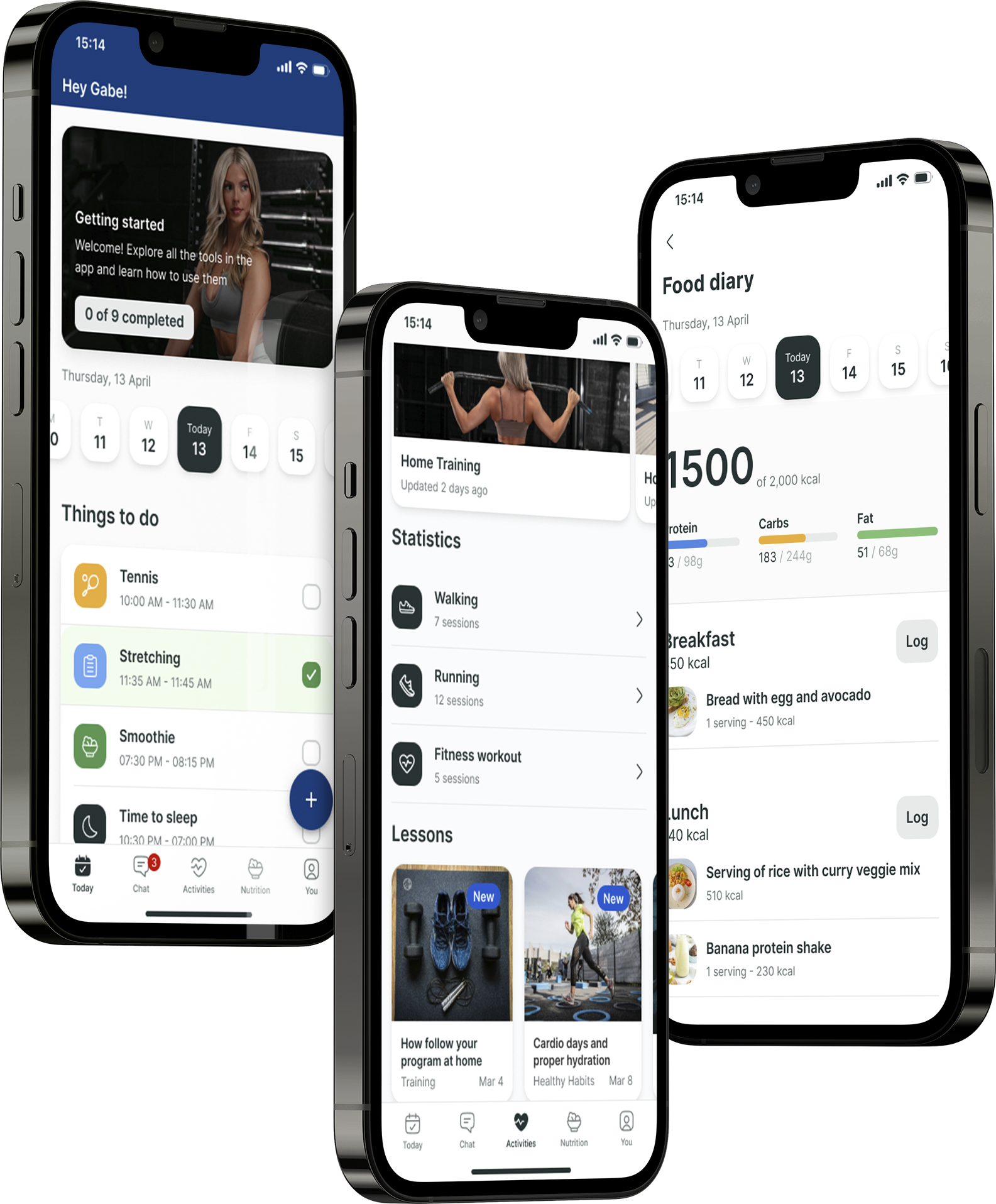 A mockup of the coaching app showcasing the features.