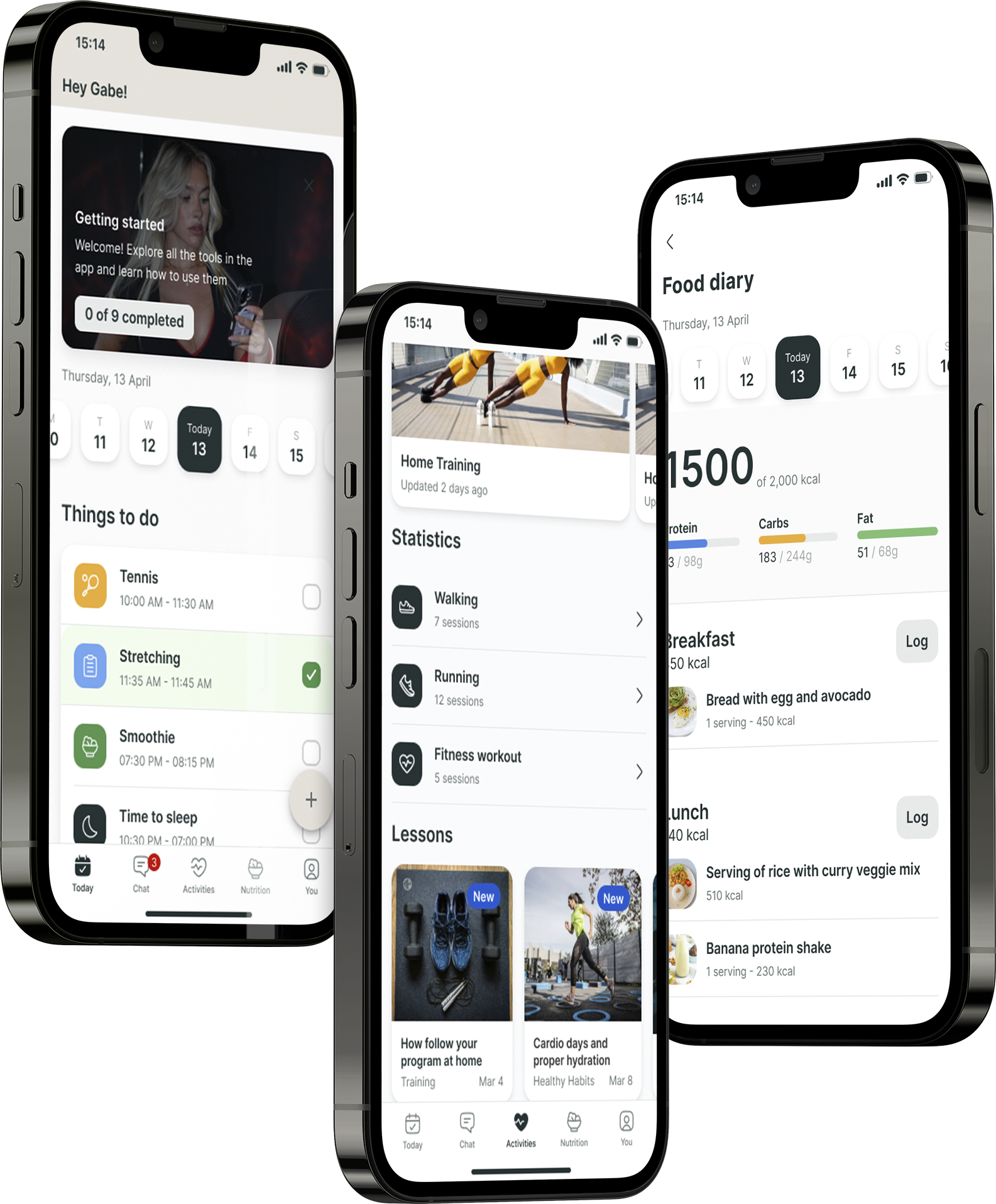 A mockup of the coaching app showcasing the features.