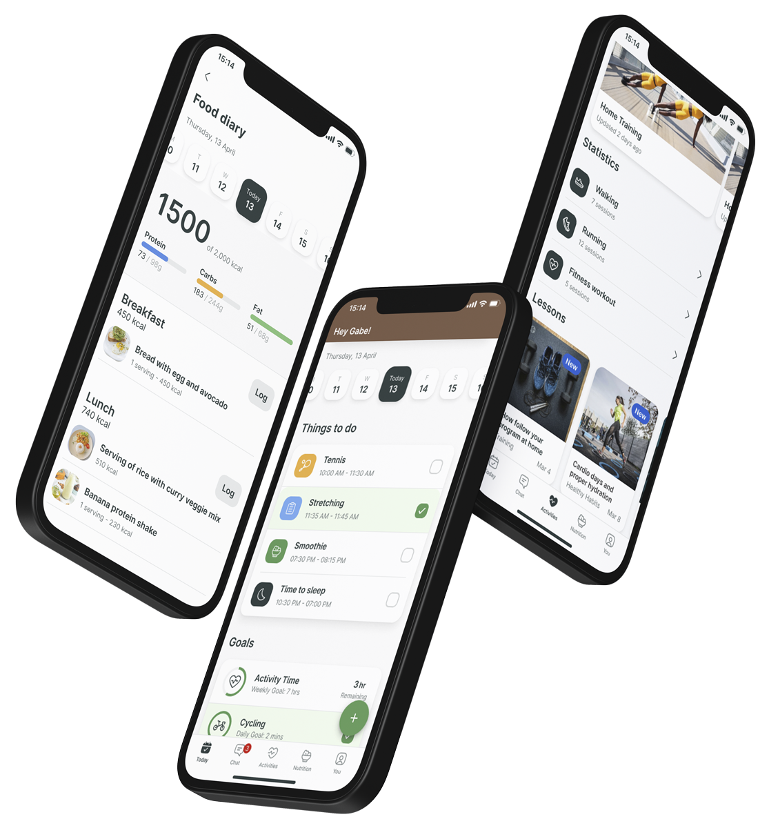 Ein Mockup der Coaching-App, das die Funktionen zeigt.