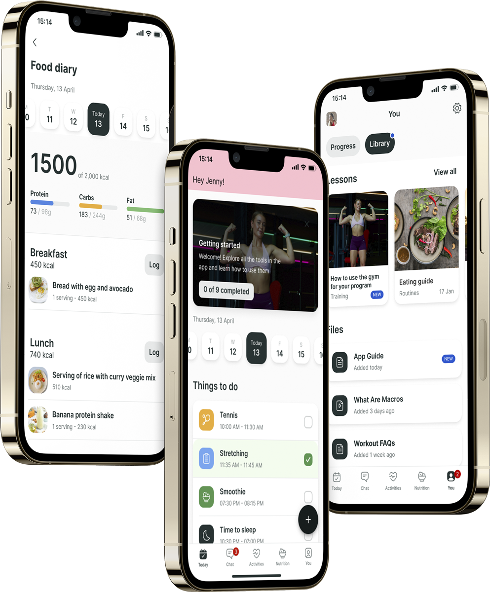 A mockup of the coaching app showcasing the features.